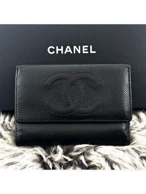 Chanel Wallet Coco Stitch Caviar Trifold